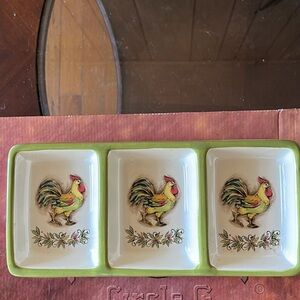 Tabletops Gallery American Rooster Three Section Divided Appetizer Tray